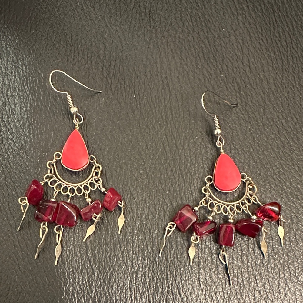 Elegant Red Dangle Earrings